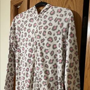 Justice Pink and Gray Leopard Print One Piece